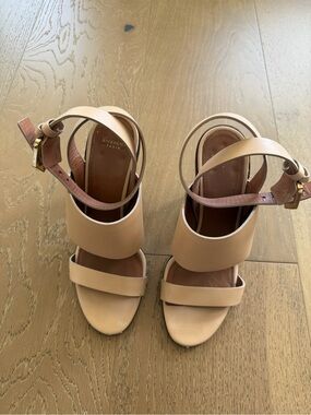 Givenchy Nude Leather Strappy Block-Heel Sandals